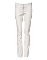 Dolce & Gabbana White Polyurethane High Waist Tapered Pants